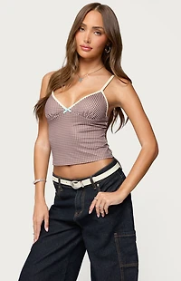 Edikted Bettie Contrast Gingham Top