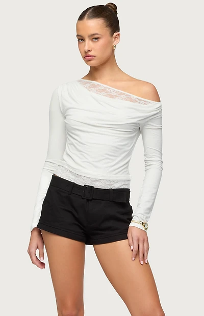 Edikted Layered Lacey Off Shoulder Top