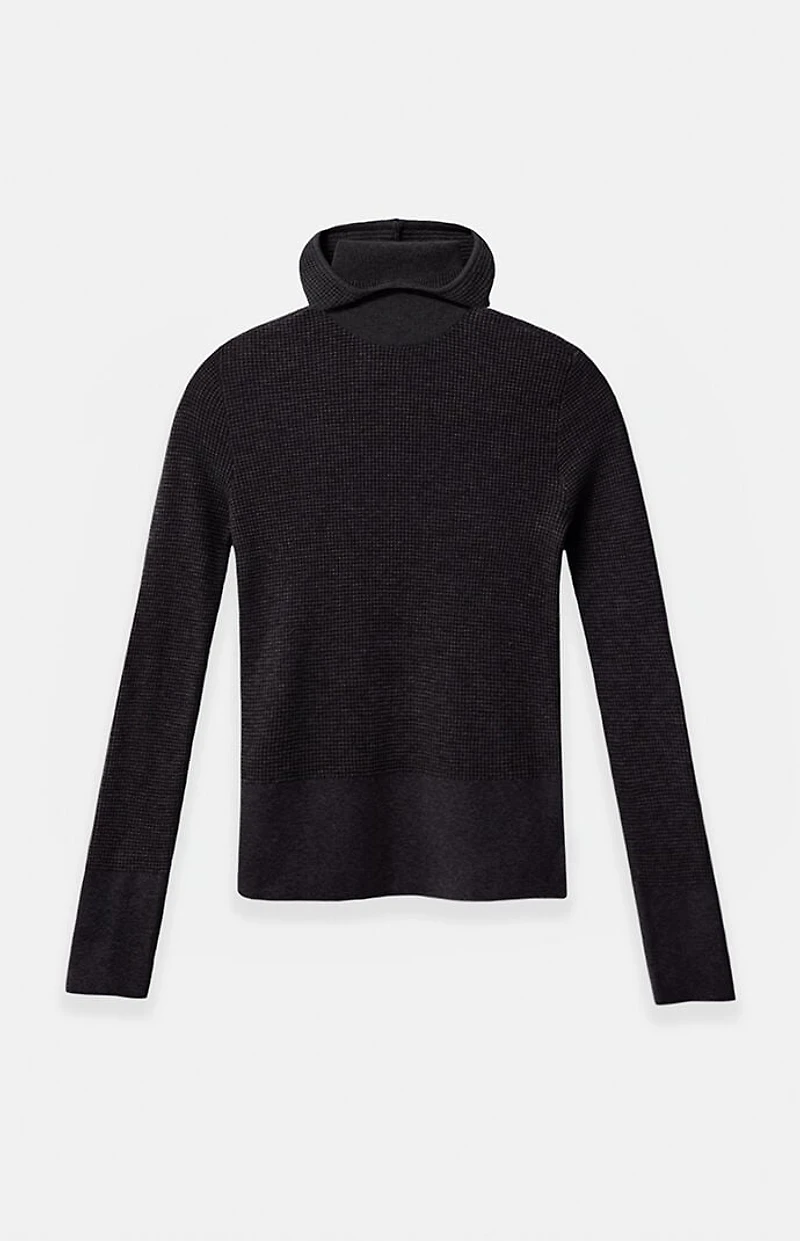 Fear of God ESSENTIALS Women's Jet Black Waffle Knit Tight Hooded Sweater