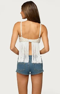 Edikted Petrah Sequin Fringed Bra Top