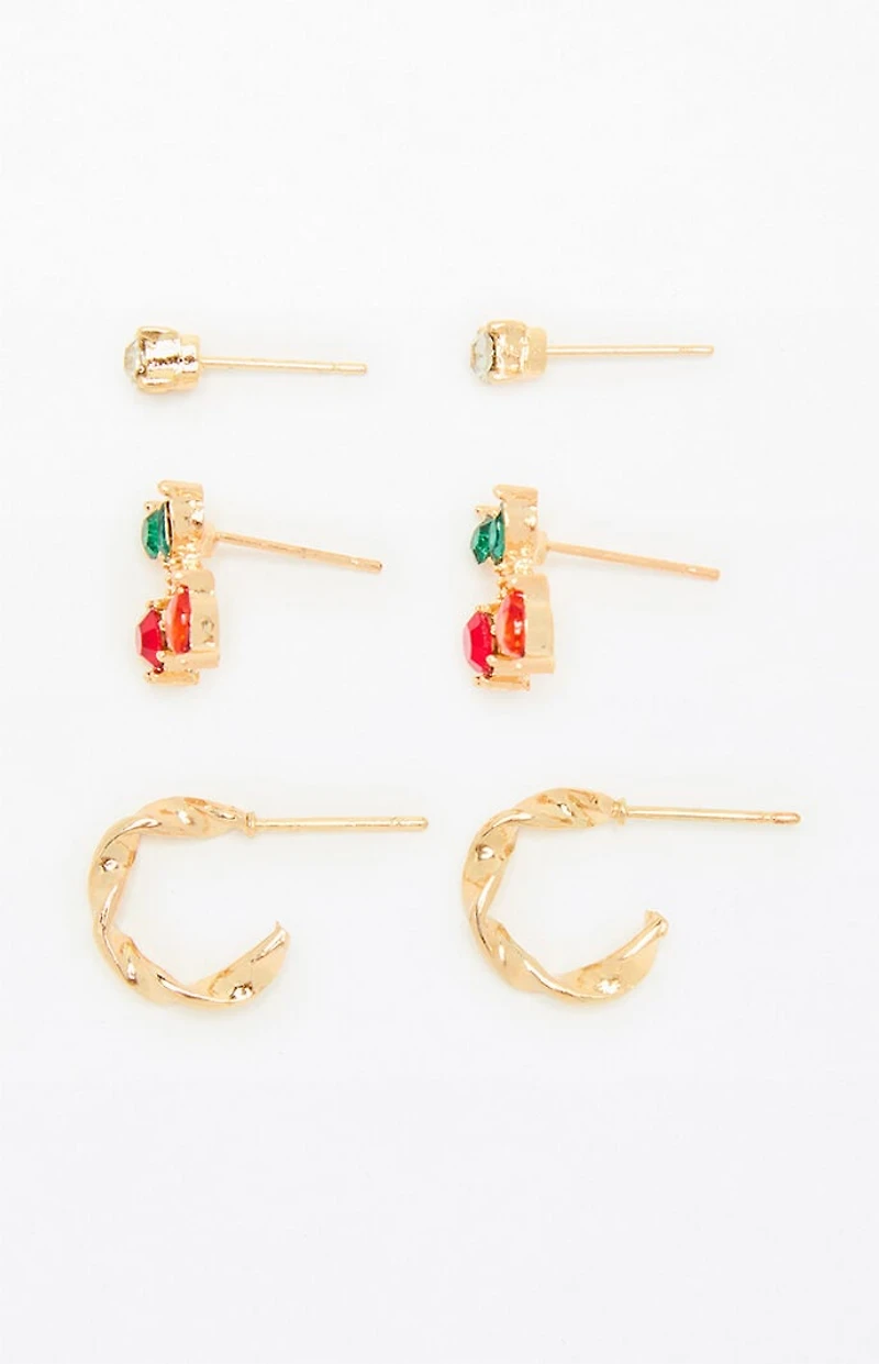 LA Hearts 3 Pack Cherry Earrings