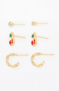 LA Hearts 3 Pack Cherry Earrings