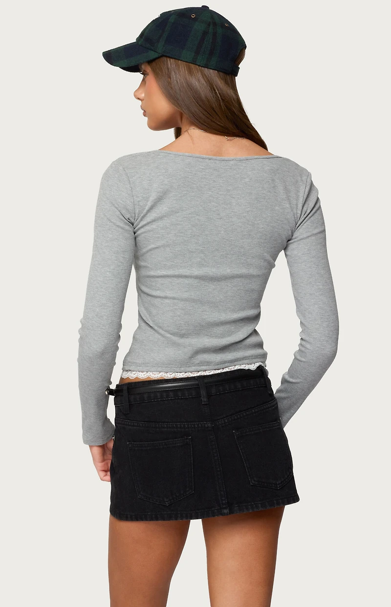 Edikted Joana Layered Lacey Henley Top