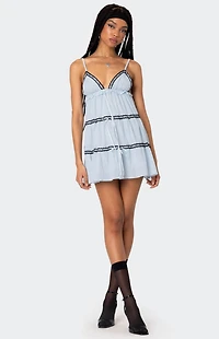 Edikted Angelica Tiered Ribbon Mini Dress