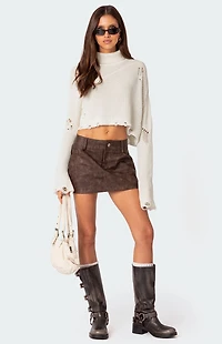 Edikted Euphoria Washed Faux Leather Mini Skirt