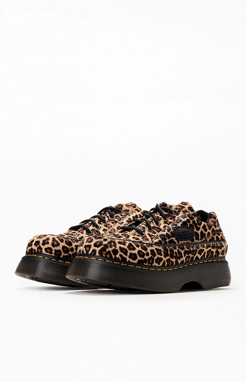 Dr Martens Women's Buzz 5 Eye Textured Leather Leopard Shoes