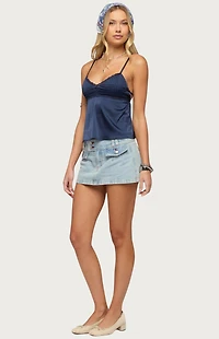 Edikted Blanca Satin Effect Lace Trim Tank Top