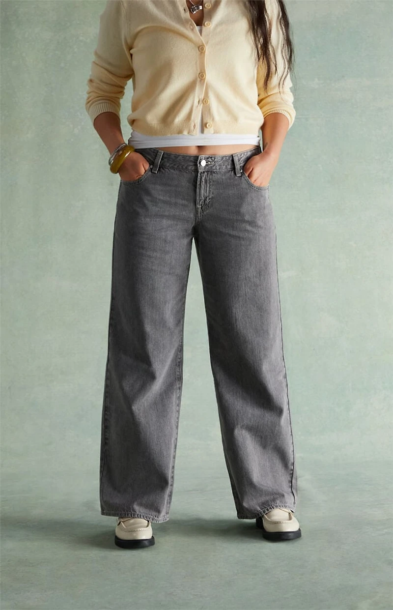 RARE DNM EDIT Washed Black Rhinestone Low Rise Girlfriend Jeans