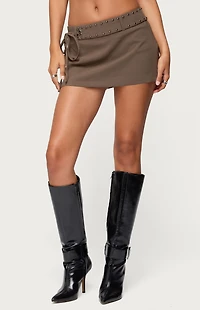 Edikted Studded Tie Belt Mini Skort
