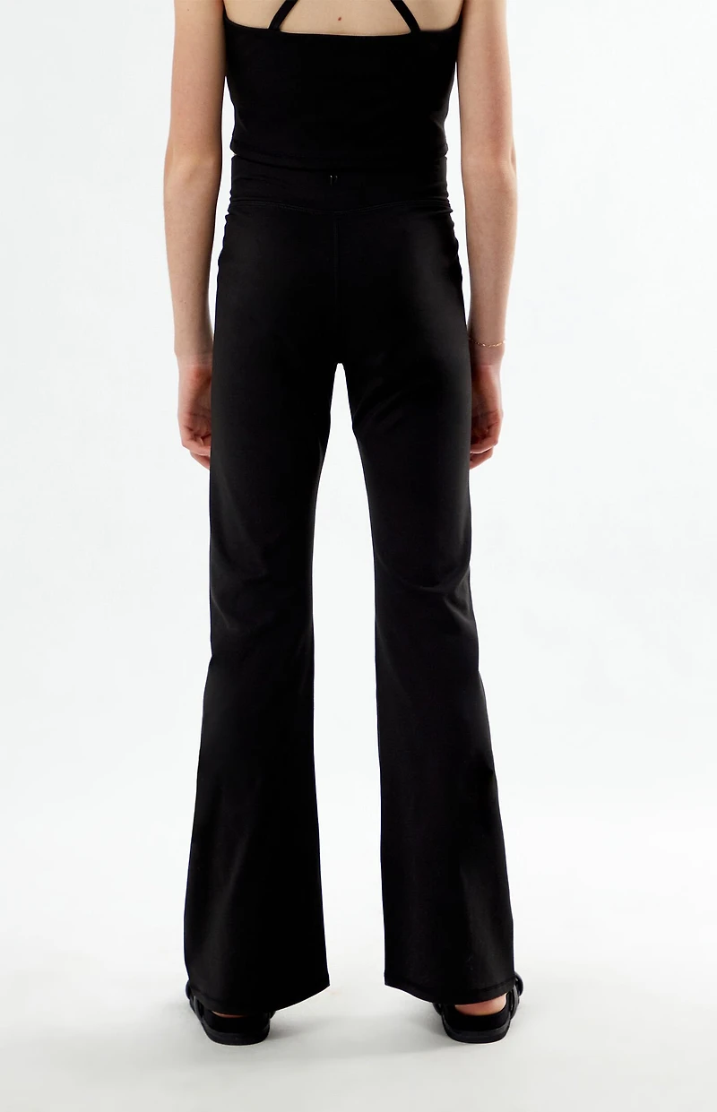 PAC 1980 Kids WHISPER Active Black Crossover Flare Yoga Pants
