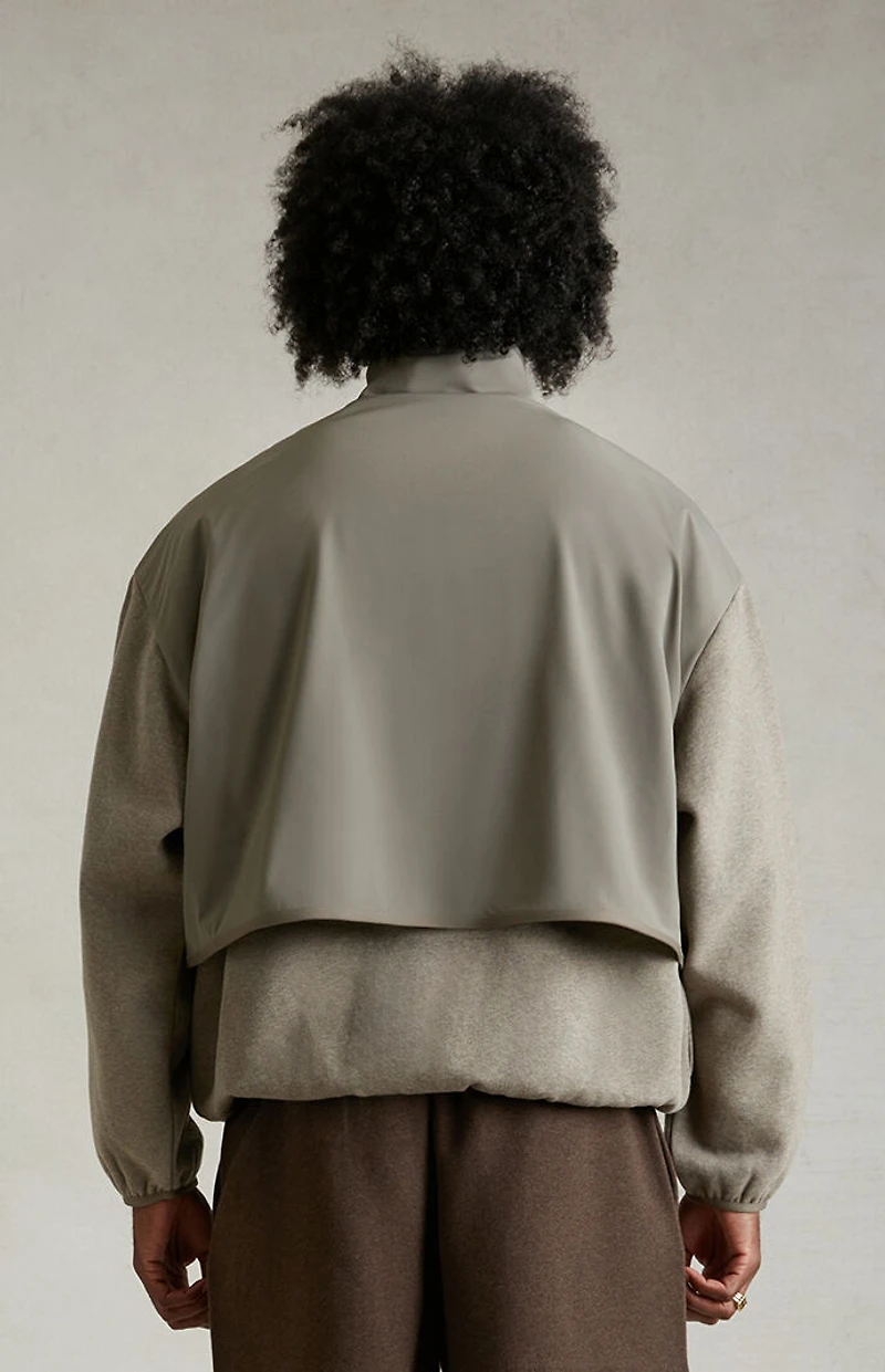 Fear of God ESSENTIALS Dust Heather Grey Nylon Fleece Mock Neck Sweatshirt