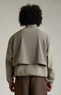 Fear of God ESSENTIALS Dust Heather Grey Nylon Fleece Mock Neck Sweatshirt