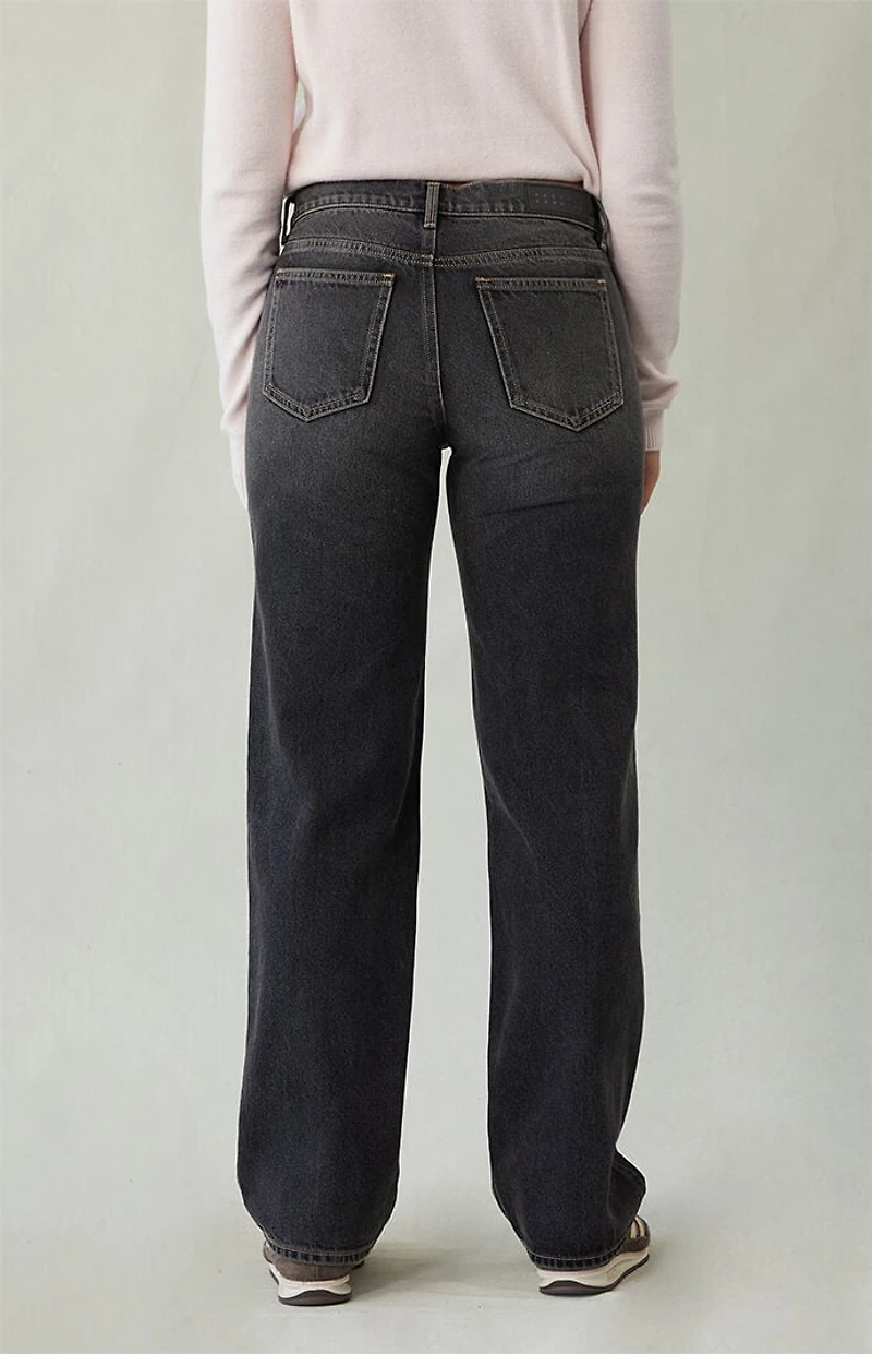 Pacsun Jordyn Low Rise Straight Leg Jeans Contrast Stitch Black