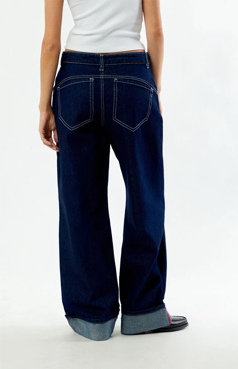Daisy Street Dark Blue Wide leg Baggy Jeans