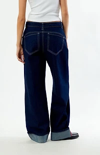 Daisy Street Dark Blue Wide leg Baggy Jeans