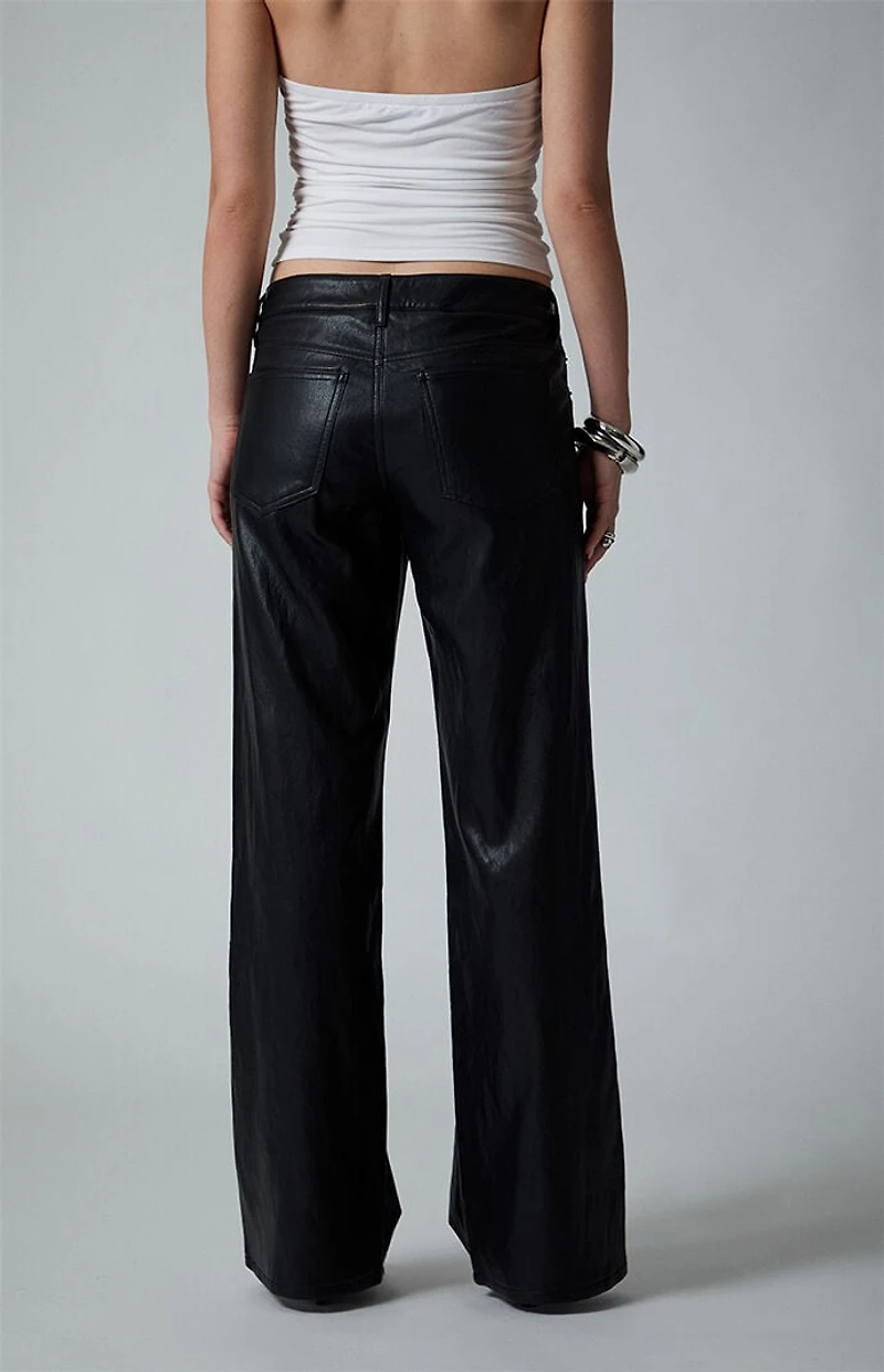 Third Charm Faux Leather Low Rise Baggy Pants