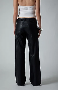 Third Charm Faux Leather Low Rise Baggy Pants
