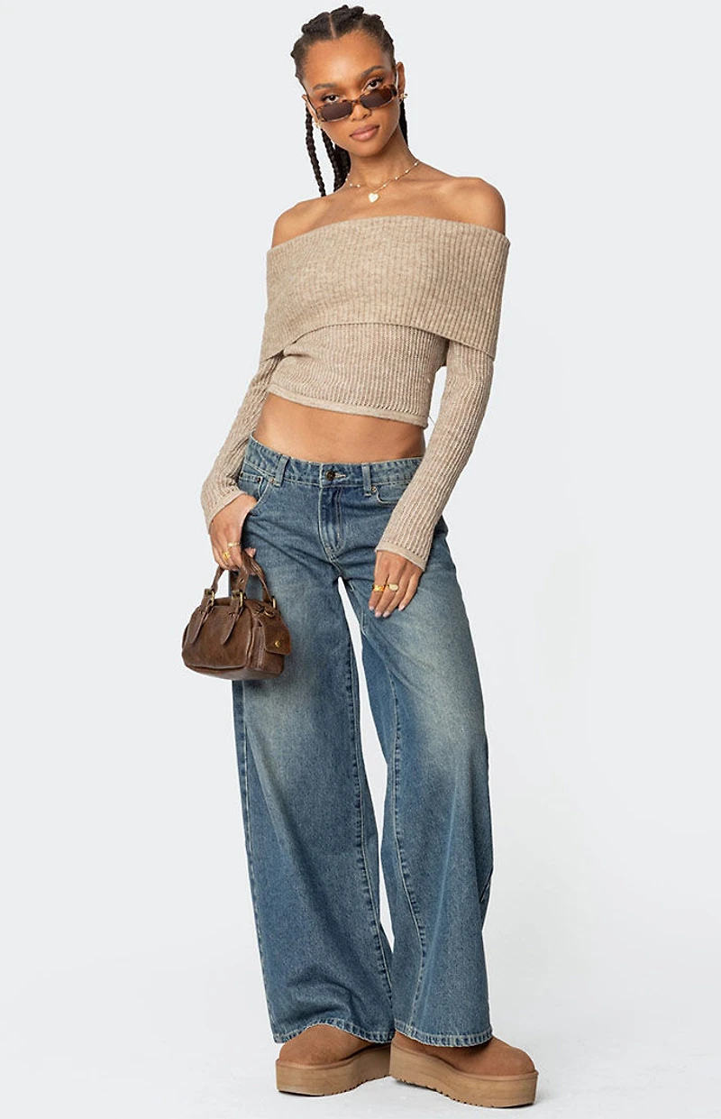 Edikted Lili Fold Over Knit Top