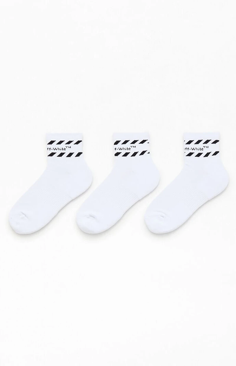 L/AB c/o Off-White 3 Pack Diagonal Stripe Quarter Crew Socks