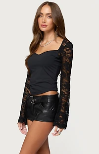 Edikted Kavita Lacey Bell Sleeve Top