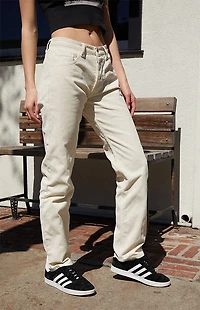 John Galt White Corduroy Straight Leg Pants