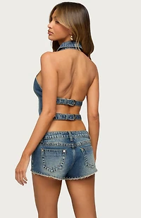 Edikted Gaya Backless Denim Top