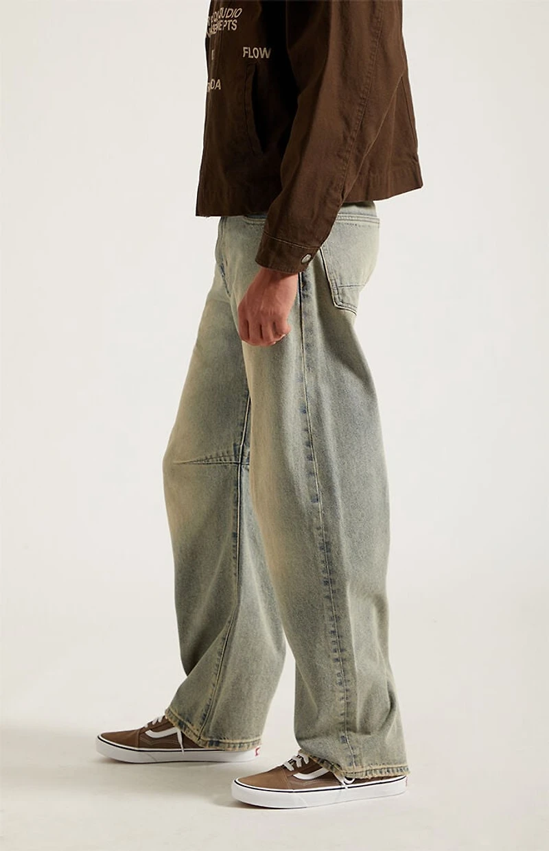 Pacsun Mason Baggy Barrel Jeans Medium Blue Tinted