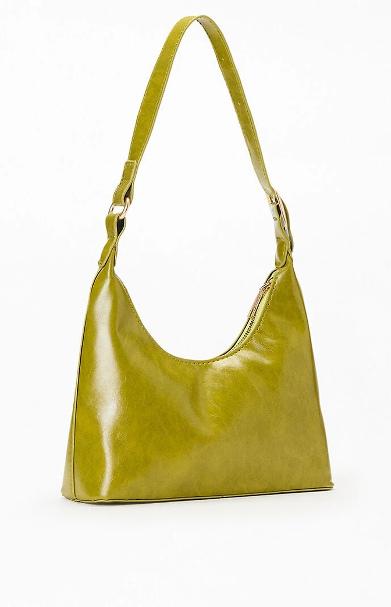 Pacsun Paige Green Faux Leather Shoulder Bag