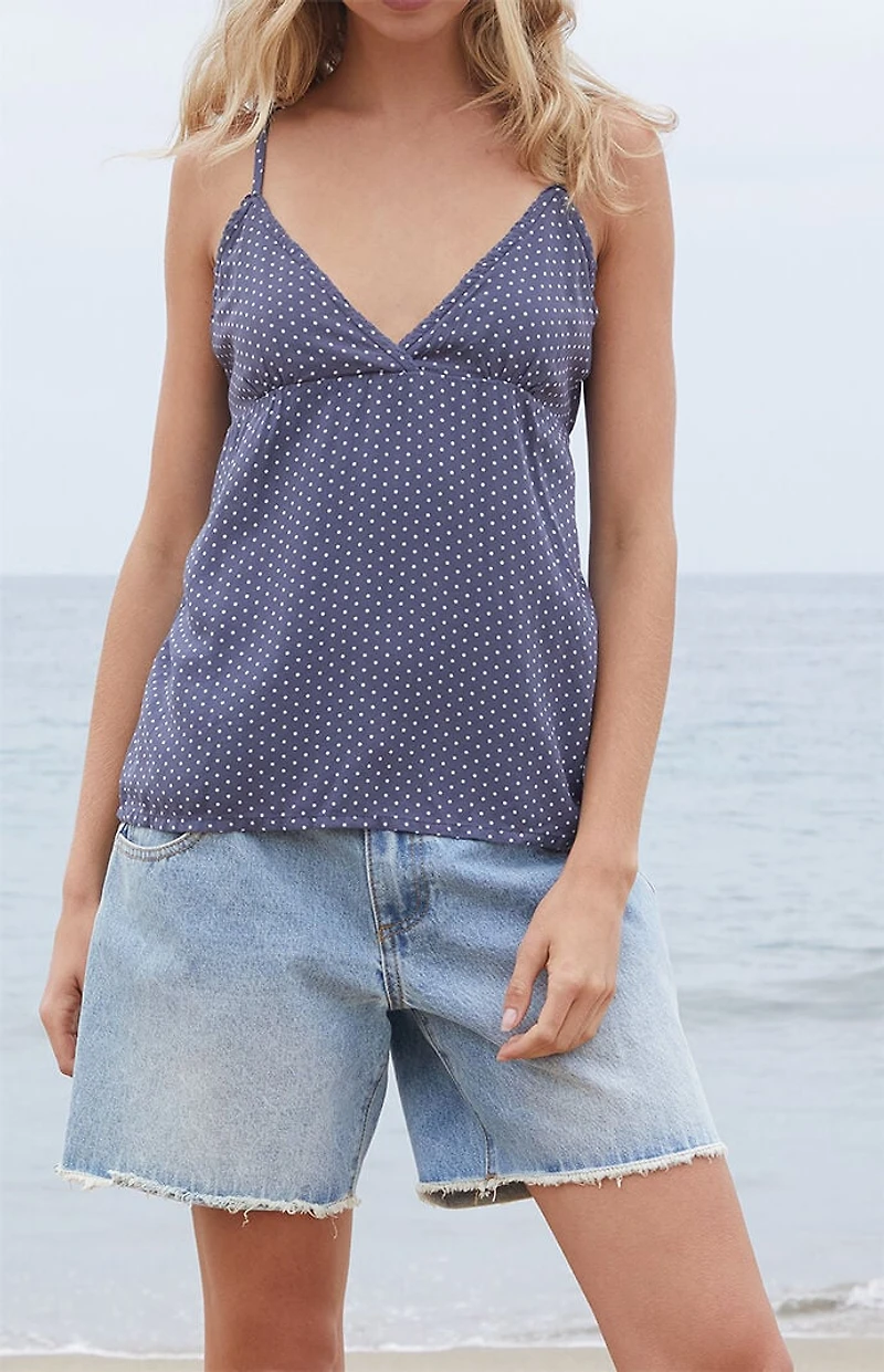 John Galt Navy Polka Dot Edith Tank Top