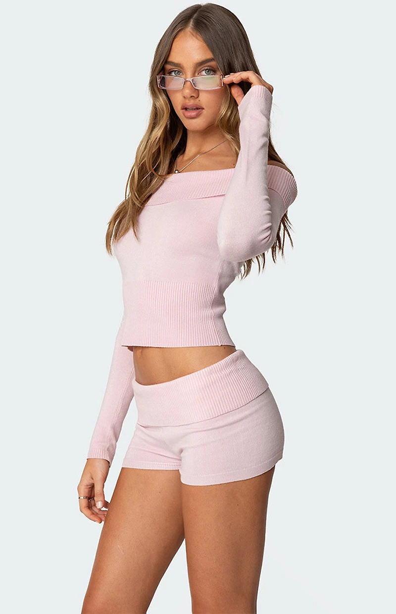 Edikted Jamie Fold Over Knit Top