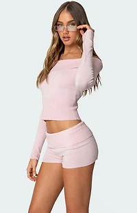 Edikted Jamie Fold Over Knit Top