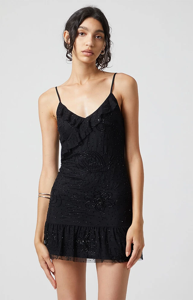 beverly and beck satin halter drop waist mini dress Beverly and Beck Sophie Halter Mini Dress
