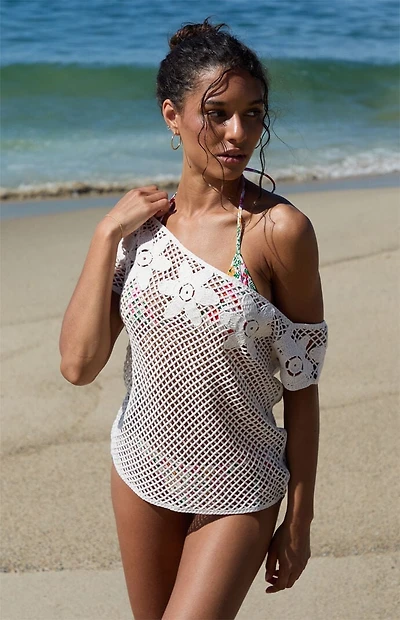 Beverly and Beck Valerie Off-The-Shoulder Short Sleeve Sweater