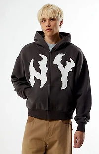 Pacsun NY Raw Applique Full Zip Up Hoodie