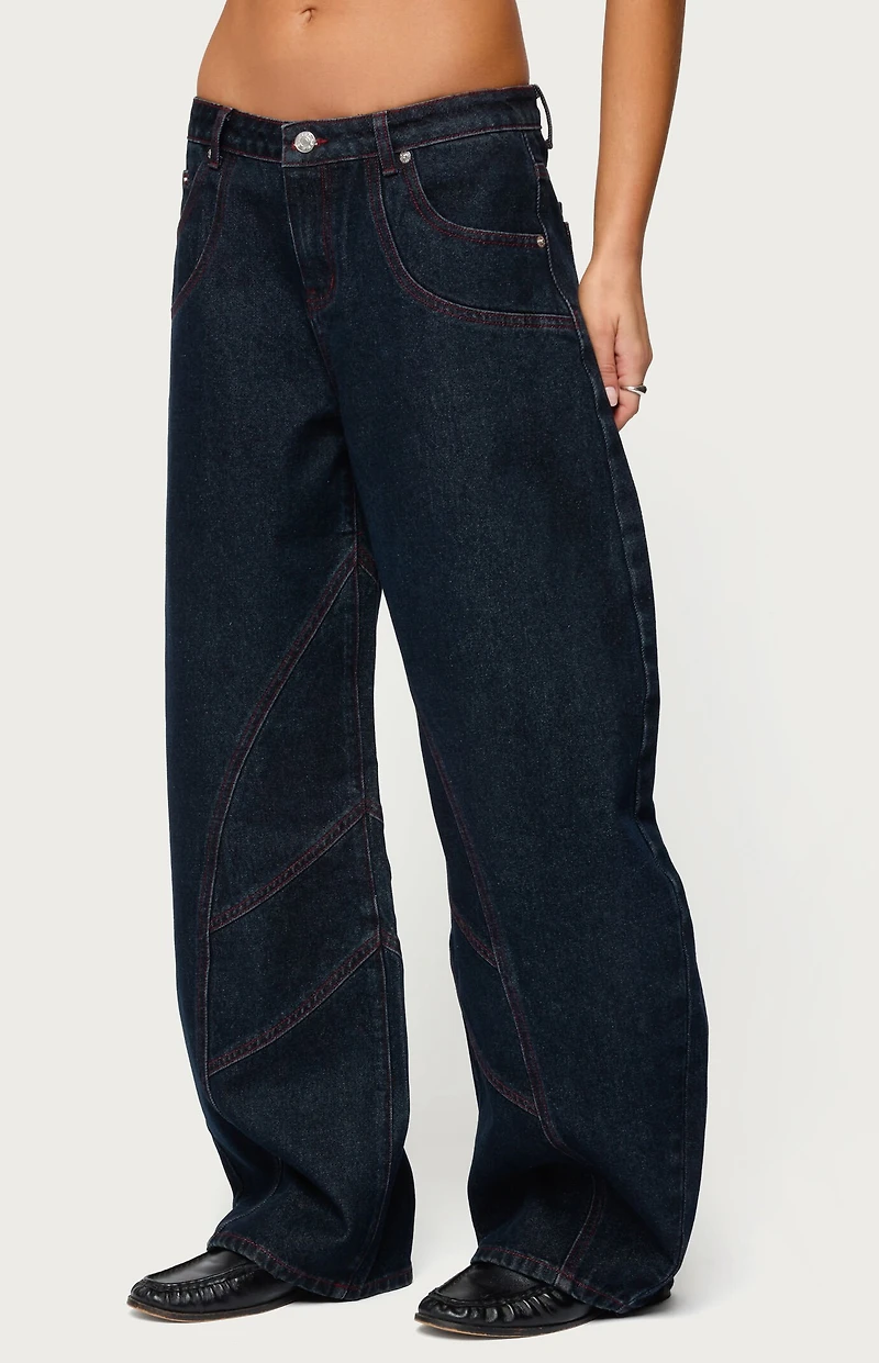 Edikted Double Pocket Low Rise Barrel Jeans