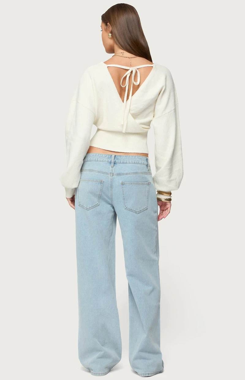 Edikted Lillia V Neck Wrap Sweater