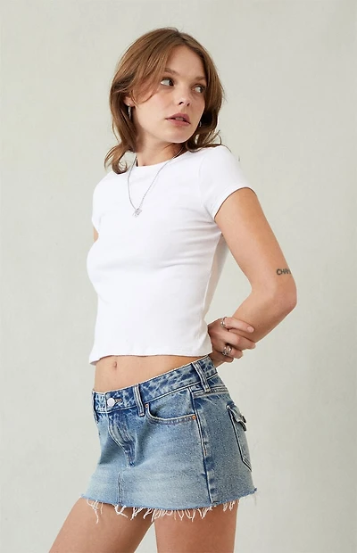 Pacsun Piper Medium Indigo Low Rise Micro Denim Mini Skirt