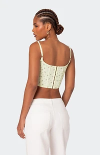 Edikted Rosey Printed Pointelle Corset Top