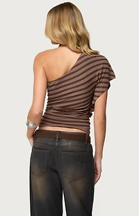 Edikted Asymmetric Striped One Shoulder Top