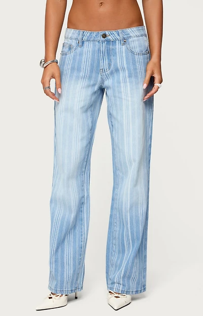 Edikted Tera Striped Low Rise Jeans