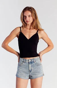 Pacsun Light Indigo Raw Cut Denim Mom Shorts