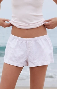 John Galt Pink & White Kiera Pajama Boxer Shorts