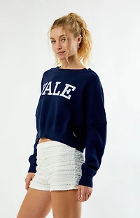 HYPE & VICE Yale Bulldogs Ivy Knit Cropped Sweater