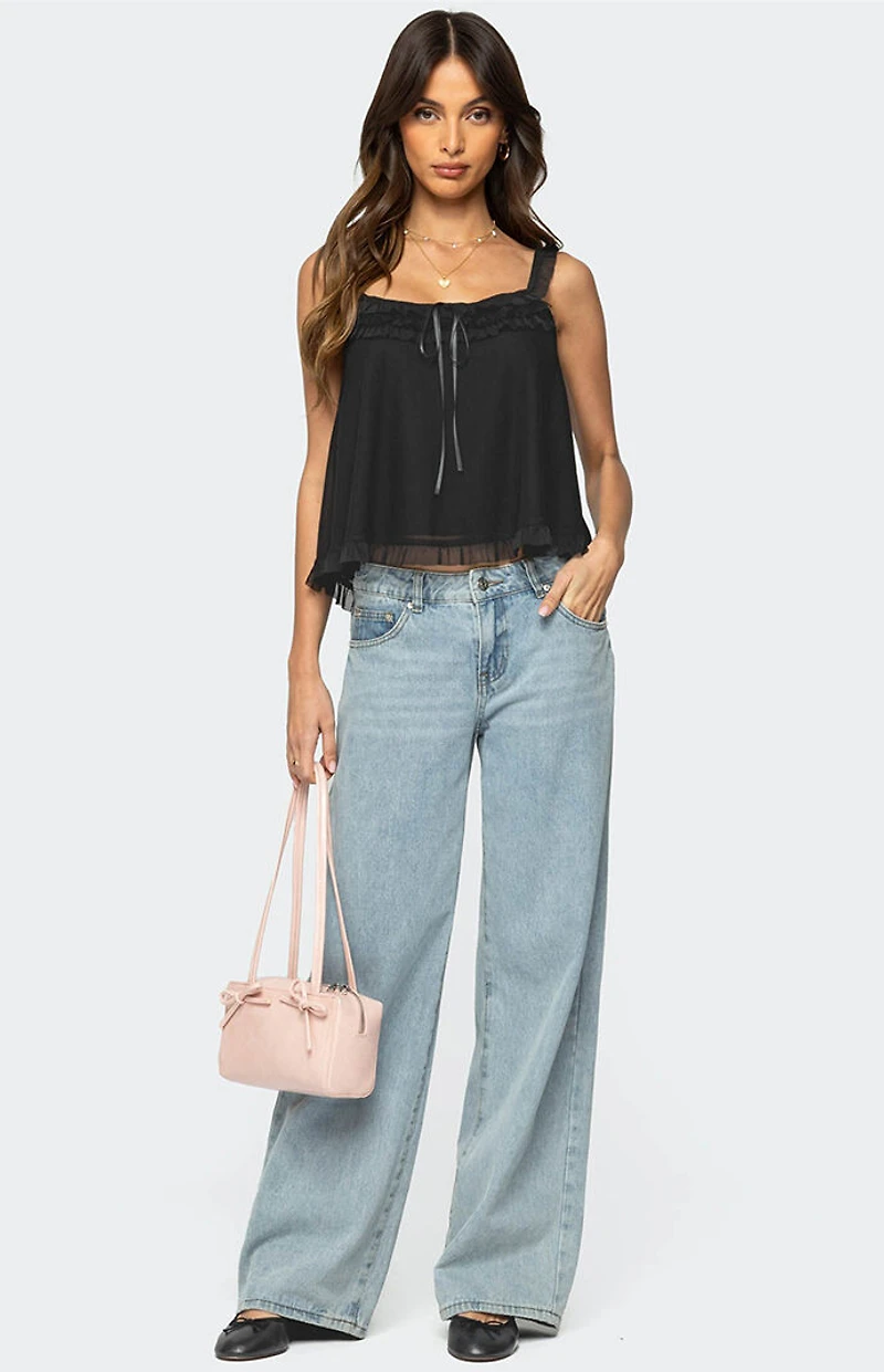 Edikted Ruffle Mesh Babydoll Tank Top