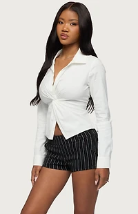 Edikted Jovie Twisted Lace Up Tailored Shirt