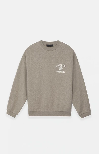 Fear of God ESSENTIALS Heather Grey University Fleece Crew Neck Sweatshirt
