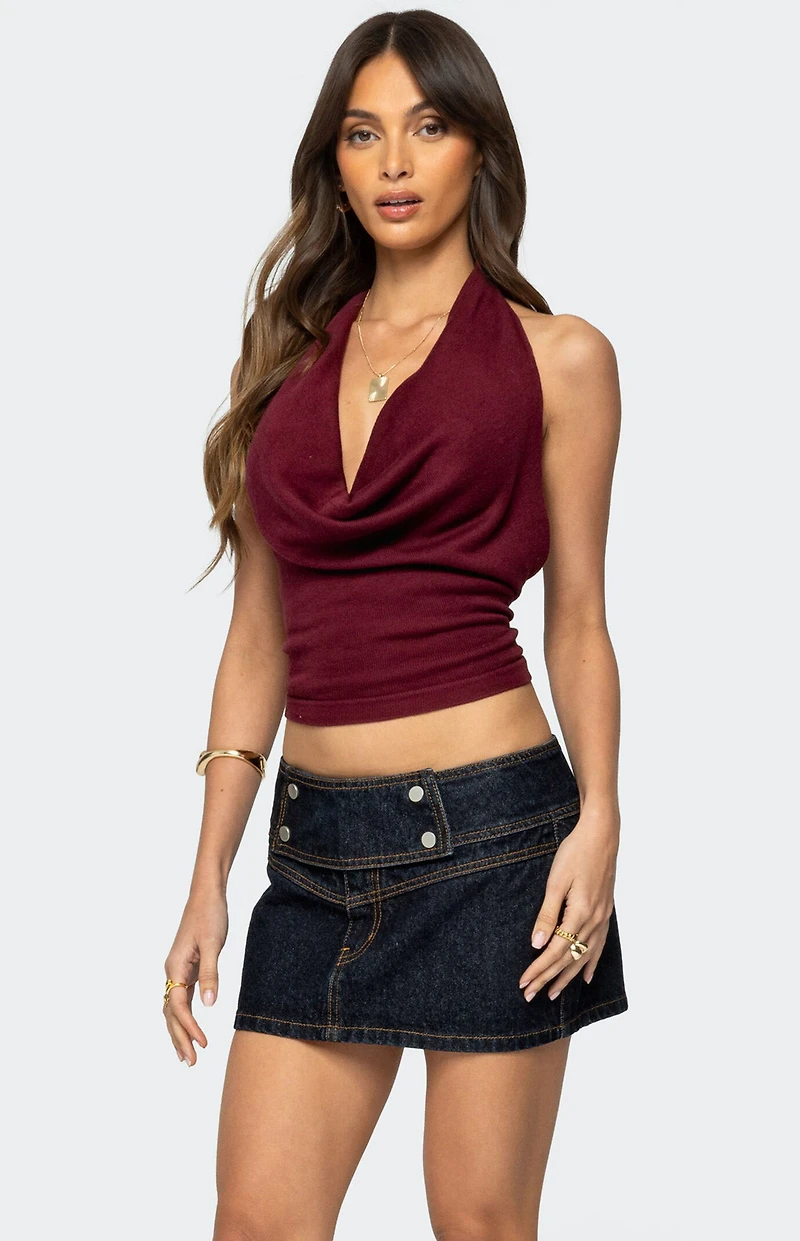 Edikted Kia Cowl Neck Knit Top