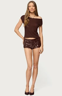 Edikted Stajey Sequin Micro Shorts