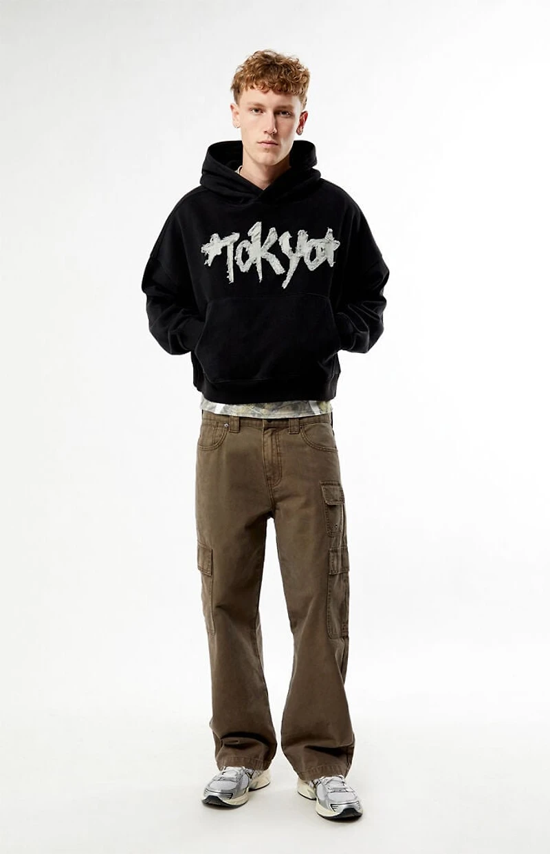 Pacsun Black Tokyo Raw Applique Cropped Hoodie