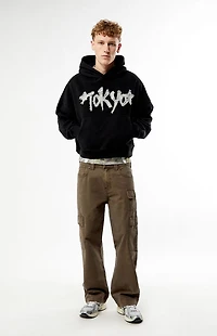 Pacsun Black Tokyo Raw Applique Cropped Hoodie